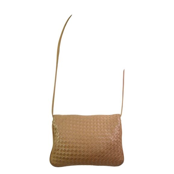 Charter Club BRAIDED BEIGE GENUINE LEATHER FLAP X-BODY SHOULDER BAG CLUTCH PURSE - Picture 5 of 16